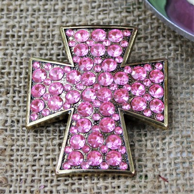 1017PK - AMBER STONE CANDLE PIN W / CROSS
