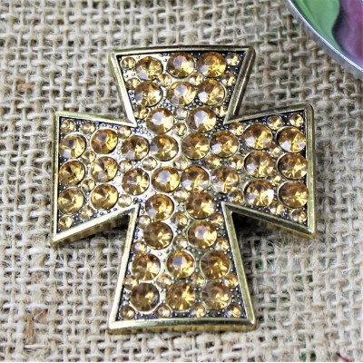 1017AM - AMBER STONE CANDLE PIN W / CROSS