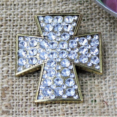 1017CL - CLEAR STONE CANDLE PIN W / CROSS