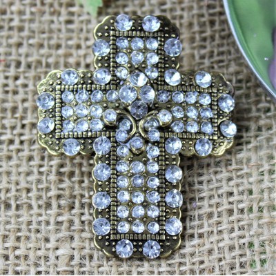 1035CL - CLEAR STONE CANDLE PIN W / CROSS