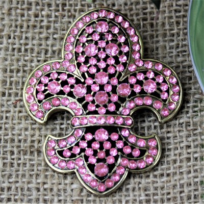 1034PK - PINK STONE CANDLE PIN W / FDL