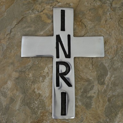 30391- ALUMINIUM WALL CROSS W/INRI SIGN