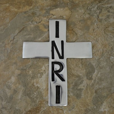 30397- ALUMINIUM WALL CROSS W/INRI SIGN