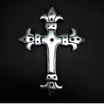 52358-ALUMINIUM WALL CROSS W/FLEUR DE LIS