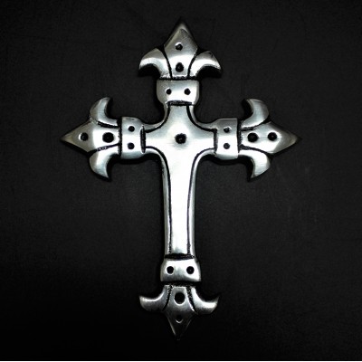 52358-ALUMINIUM WALL CROSS W/FLEUR DE LIS