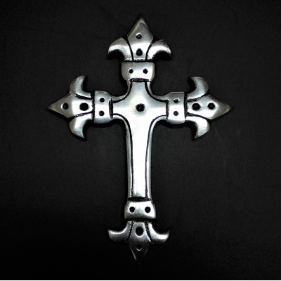 52358-ALUMINIUM WALL CROSS W/FLEUR DE LIS