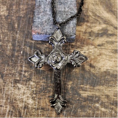 NK12124 - ANTIQUE LARGE CROSS CHAIN NECKLACE - 29"
