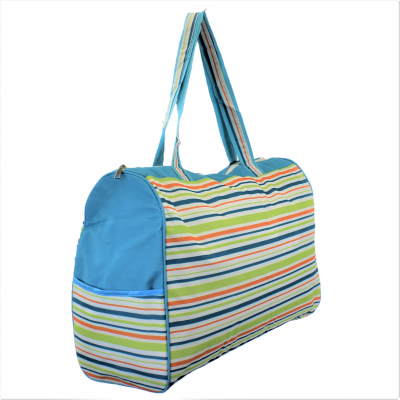 180582-MULTI STRIPES DESIGN TRAVEl,BEACH OR SHOPPING TOTE W/POCKETS