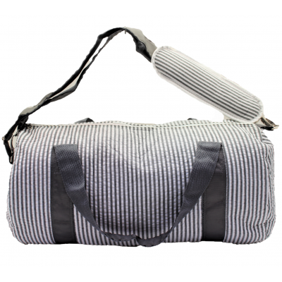 9071S-GREY SEER SUCKER DUFFLE BAG