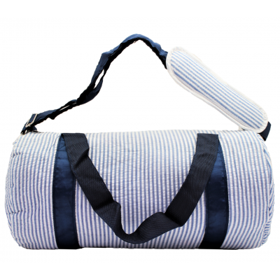 9071S-NAVY SEER SUCKER DUFFLE BAG