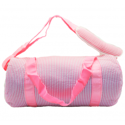 9071S-HOT PINK SEER SUCKER DUFFLE BAG