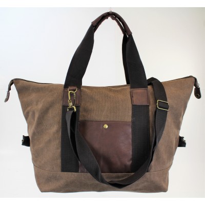 9147 - BROWN  CANVAS DUFFLE BAG