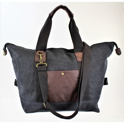 9147 - BLACK CANVAS DUFFLE BAG