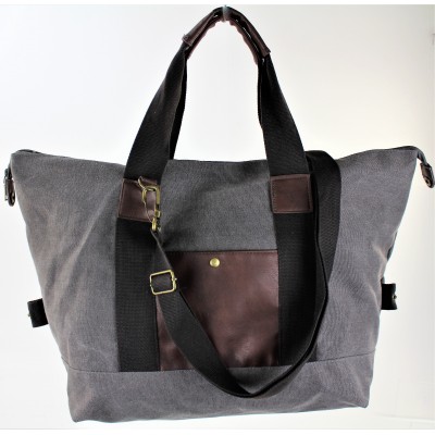 9147 - GREY CANVAS DUFFLE BAG