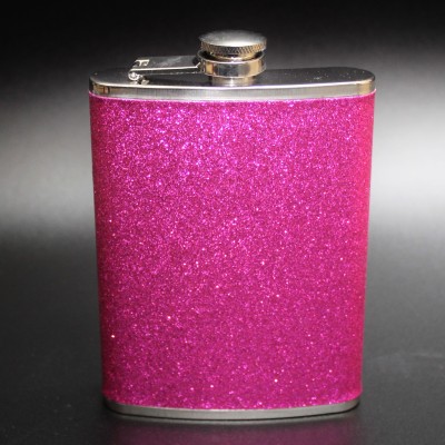 181086 - HOT PINK GLITTER FLASK  8OZ.