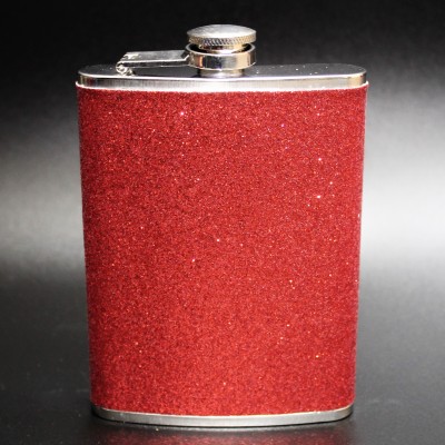 181088 - RED GLITTER FLASK  8OZ.