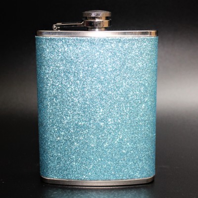 181085 - LT. BLUE GLITTER FLASK  8OZ.