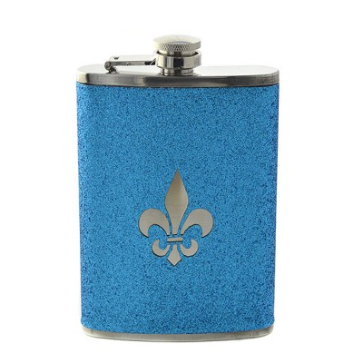 181100 - FDL LT. BLUE GLITTER FLASK  8OZ.