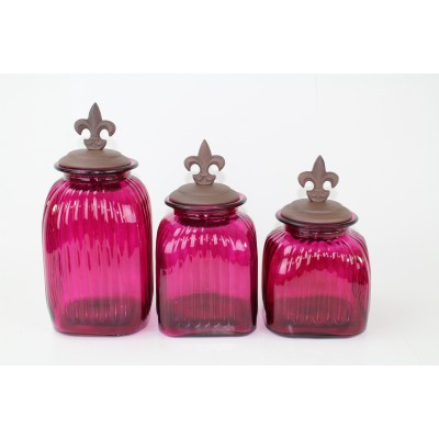 60004 HOT PINK 3PC. CANISTER SET WITH LIDS