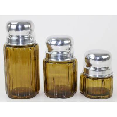50002 AMBER- ROUND 3PC. SMALL CANISTER SET WITH LIDS