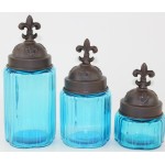 50002 OCEAN BLUE- ROUND 3PC. SMALL CANISTER SET WITH LIDS