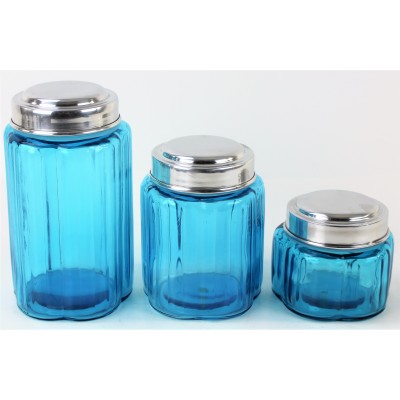 50002 OCEAN-BLUE - SMALL 3PC. ROUND CANISTER SET WITH LIDS