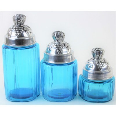 50002 OCEAN-BLUE - SMALL 3PC. ROUND CANISTER SET WITH LIDS