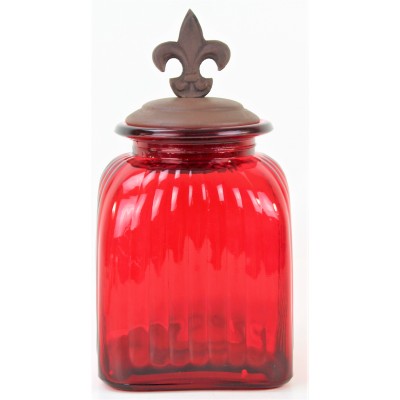 40002 RED- MEDIUM SINGLE CANISTER WITH LID