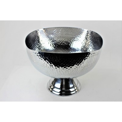 3555 - SQUARE HAMMERED PUNCH  BOWL W/PEDESTAL
