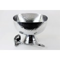 3555 - SQUARE HAMMERED PUNCH  BOWL W/PEDESTAL