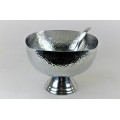 3555 - SQUARE HAMMERED PUNCH  BOWL W/PEDESTAL