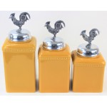 60003-MUSTARD 3PC. CERAMIC LARGE CANISTER SET WITH LIDS