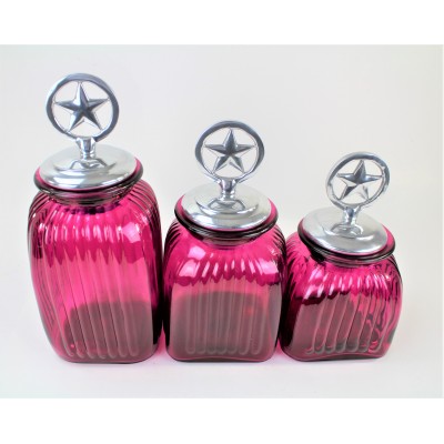 60004 HOT PINK 3PC. CANISTER SET WITH LIDS