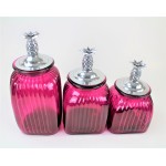 60004 HOT PINK 3PC. CANISTER SET WITH LIDS