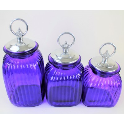 60004 PURPLE 3PC. CANISTER SET WITH LIDS