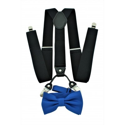 9001S/B-BLACK SUSPENDER BOW TIE SET (BLUE)