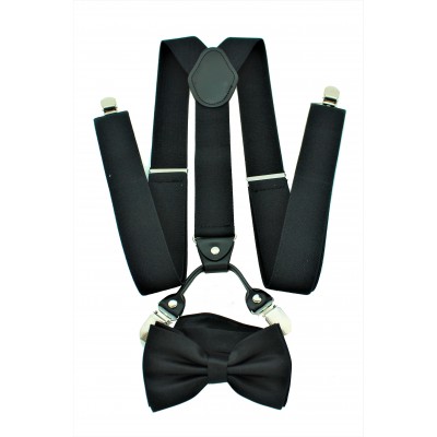 9001S/B-BLACK SUSPENDER BOW TIE SET (BLACK)