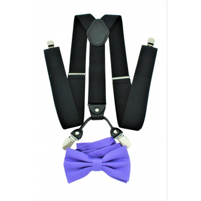 9001S/B-BLACK SUSPENDER BOW TIE SET (PURPLE)