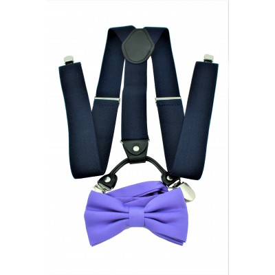 9001S/B-NAVY SUSPENDER BOW TIE SET (PURPLE)