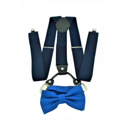 9001S/B-NAVY SUSPENDER BOW TIE SET (BLUE)