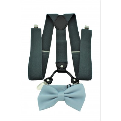 9001S/B-GRAY SUSPENDER BOW TIE SET (GRAY)