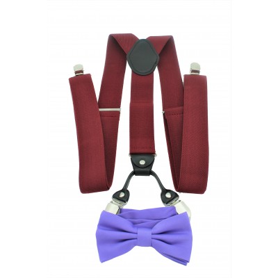 9001S/B-BURGUNDY SUSPENDER BOW TIE SET (PURPLE)