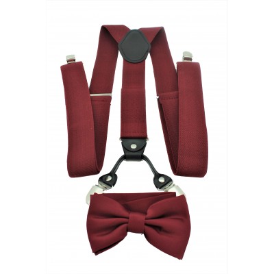 9001S/B-BURGUNDY SUSPENDER BOW TIE SET (BURGUNDY)