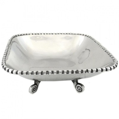 52208 - BEADED SQUARE BOWL W / LEGS 10.25"