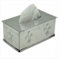 80021 - FLEUR DE LIS RECT. TISSUE BOX / W HAMMERED