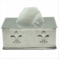 80021 - FLEUR DE LIS RECT. TISSUE BOX / W HAMMERED