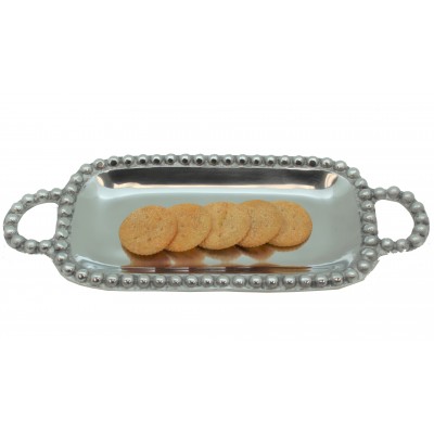 52296-BEADED RECT. TRAY W/HANDLE