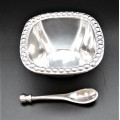 1269 - SMALL SQUARE BEADED BOWL AND SPOON