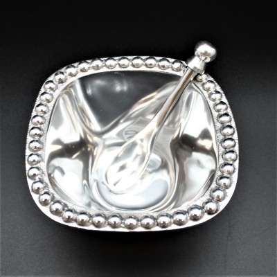 1269 - SMALL SQUARE BEADED BOWL AND SPOON