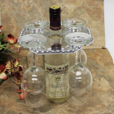 52050 WINE GLASS HOLDER W/ BEADED DESIGN